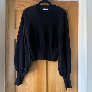 Oak + Fort black balloon-sleeve sweater